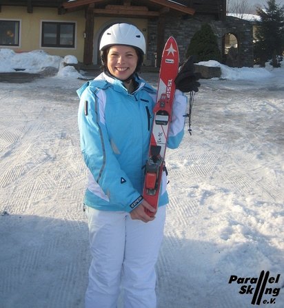 Second Day Skiier proud of her short skis